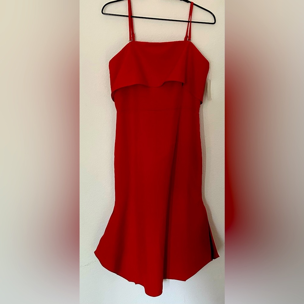 Chelsea28 Red Mini Dress with Flounce Bodice